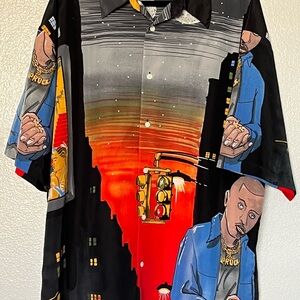 Marc Edwards y2k 2pac tribute Urban Graphic Men's Button Down Shirt xl